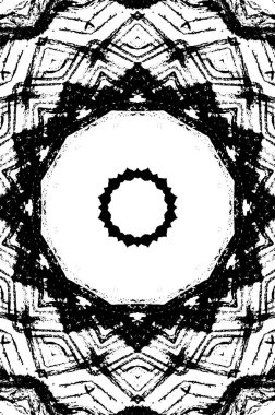 Süslü kaleydoskopik siyah beyaz arkaplan 