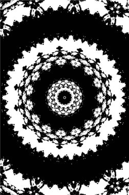 Süslü kaleydoskopik siyah beyaz arkaplan.