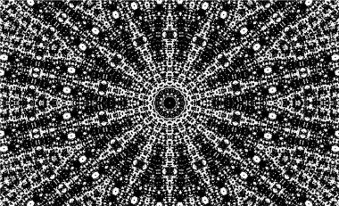 Süslü kaleydoskopik siyah beyaz arkaplan 