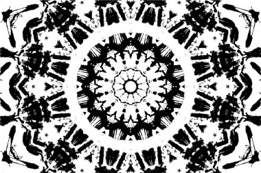 Süslü kaleydoskopik siyah beyaz arkaplan 