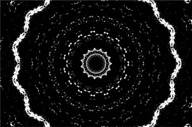 Süslü kaleydoskopik siyah beyaz arkaplan.