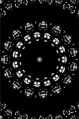 Süslü kaleydoskopik siyah beyaz arkaplan.