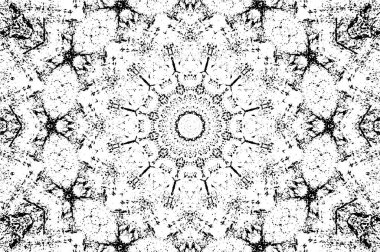 Süslü kaleydoskopik siyah beyaz arkaplan 