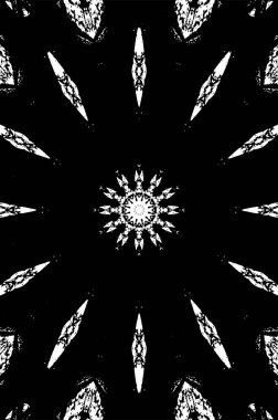Süslü kaleydoskopik siyah beyaz arkaplan 