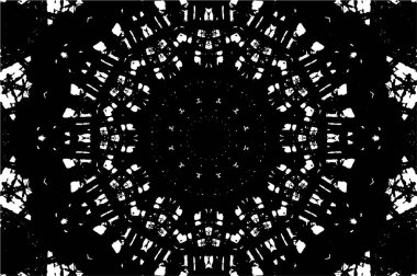 Süslü kaleydoskopik siyah beyaz arkaplan 