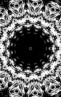 Süslü kaleydoskopik siyah beyaz arkaplan.