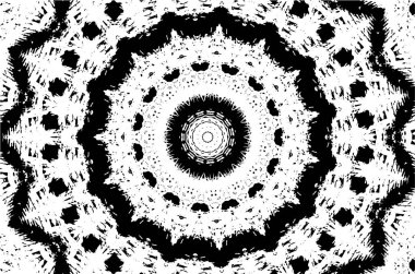 Süslü kaleydoskopik siyah beyaz arkaplan.
