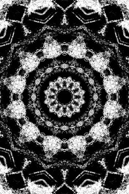 Süslü kaleydoskopik siyah beyaz arkaplan 