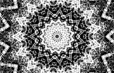 Süslü kaleydoskopik siyah beyaz arkaplan 