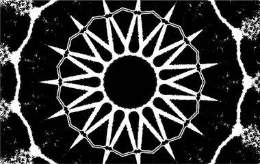 Süslü kaleydoskopik siyah beyaz arkaplan 
