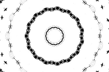 Süslü kaleydoskopik siyah beyaz arkaplan.
