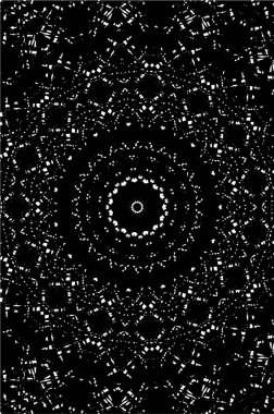 Süslü kaleydoskopik siyah beyaz arkaplan.