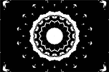 Siyah ve beyaz süslemeli arka plan. Mandala deseni.