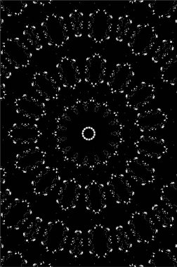 Süslü kaleydoskopik siyah beyaz arkaplan.