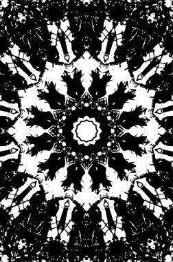 Süslü kaleydoskopik siyah beyaz arkaplan 