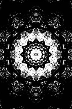 Süslü kaleydoskopik siyah beyaz arkaplan 