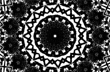 Süslü kaleydoskopik siyah beyaz arkaplan 