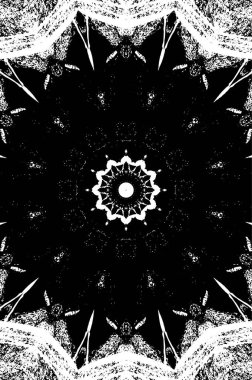 Süslü kaleydoskopik siyah beyaz arkaplan 