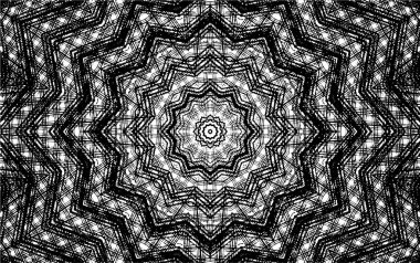 Süslü kaleydoskopik siyah beyaz arkaplan 