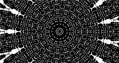 Süslü kaleydoskopik siyah beyaz arkaplan 