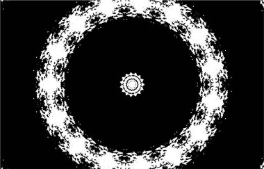 Süslü kaleydoskopik siyah beyaz arkaplan 