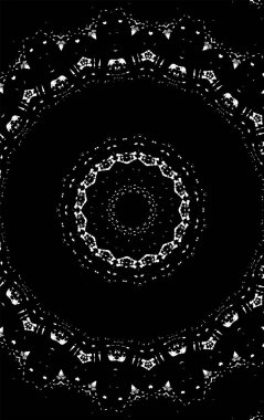 Süslü kaleydoskopik siyah beyaz arkaplan.