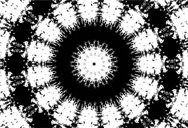 Süslü kaleydoskopik siyah beyaz arkaplan.