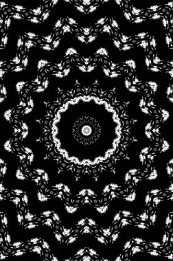 Siyah ve beyaz süslemeli arka plan. Mandala deseni.
