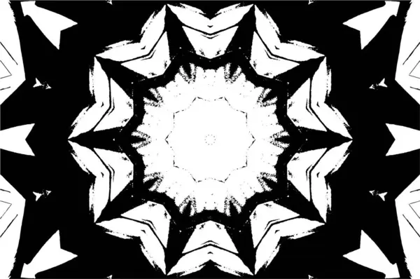 Schwarz Weißer Dekorativer Hintergrund Mit Kaleidoskopischem Muster — Stockvektor