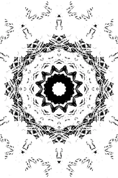 Ornamentaler Kaleidoskopischer Schwarzer Und Weißer Hintergrund — Stockvektor