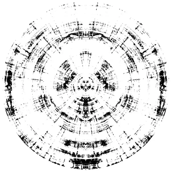 Noir Blanc Timbre Rond Fond Grunge — Image vectorielle