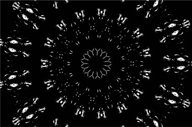 Süslü kaleydoskopik siyah beyaz arkaplan.