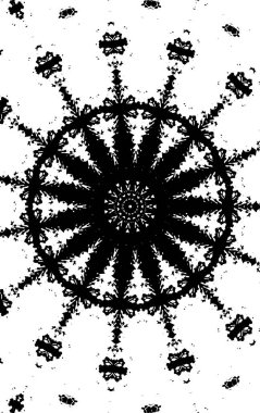 Süslü kaleydoskopik siyah beyaz arkaplan.