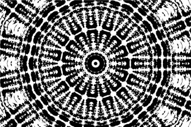 Süslü kaleydoskopik siyah beyaz arkaplan.