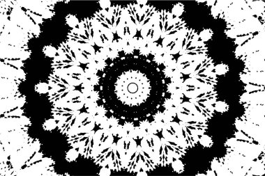 Süslü kaleydoskopik siyah beyaz arkaplan.