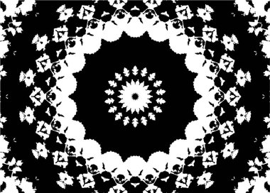 Siyah ve beyaz süslemeli arka plan. Mandala deseni.