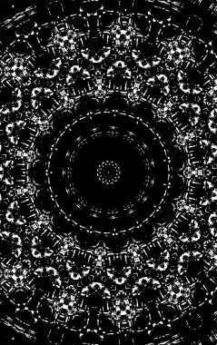 Süslü kaleydoskopik siyah beyaz arkaplan.