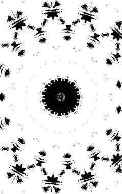 Süslü kaleydoskopik siyah beyaz arkaplan.