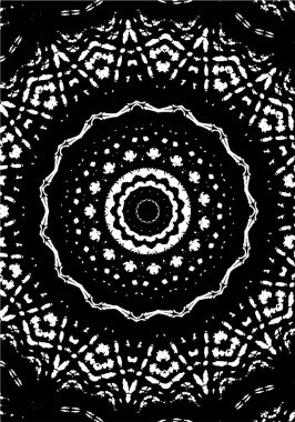 Süslü kaleydoskopik siyah beyaz arkaplan.