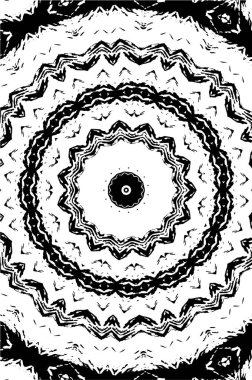 Süslü kaleydoskopik siyah beyaz arkaplan.