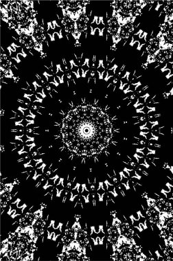 Süslü kaleydoskopik siyah beyaz arkaplan.