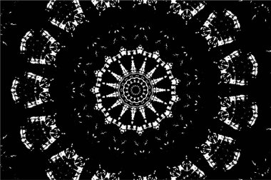 Süslü kaleydoskopik siyah beyaz arkaplan.