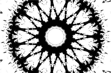 Süslü kaleydoskopik siyah beyaz arkaplan.