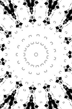 Süslü kaleydoskopik siyah beyaz arkaplan.