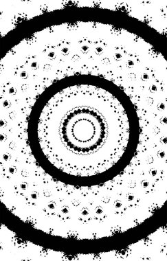 Süslü kaleydoskopik siyah beyaz arkaplan.