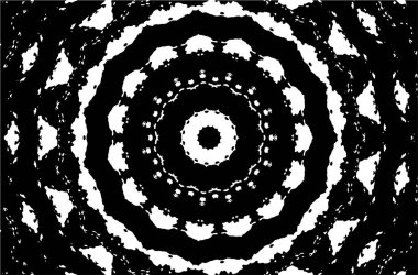 Süslü kaleydoskopik siyah beyaz arkaplan.