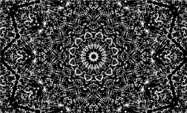 Kaleydoskopik desenli siyah ve beyaz süs arkaplanı