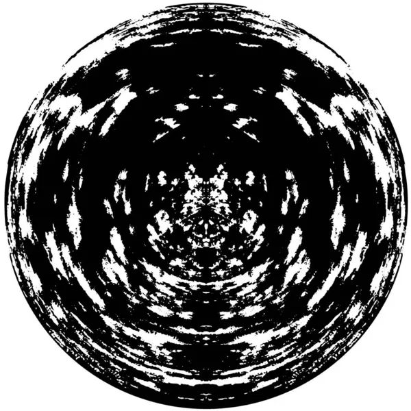 Чорно Білий Абстрактний Знак Круглої Форми Гранжевий Фон — стоковий вектор