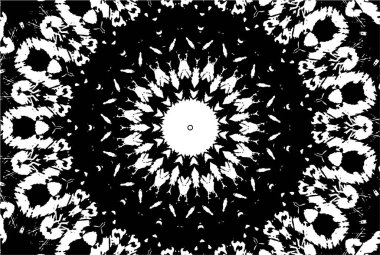 Süslü kaleydoskopik siyah beyaz arkaplan.