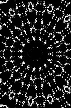 Süslü kaleydoskopik siyah beyaz arkaplan.